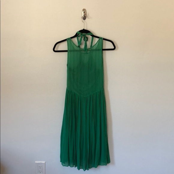 Emerald green chiffon dress - Picture 5 of 8